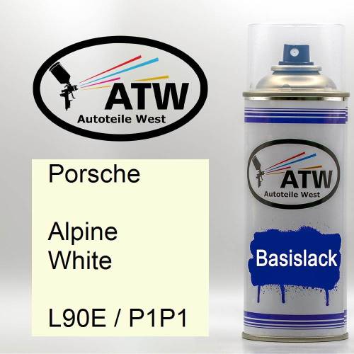 Porsche, Alpine White, L90E / P1P1: 400ml Sprühdose, von ATW Autoteile West.